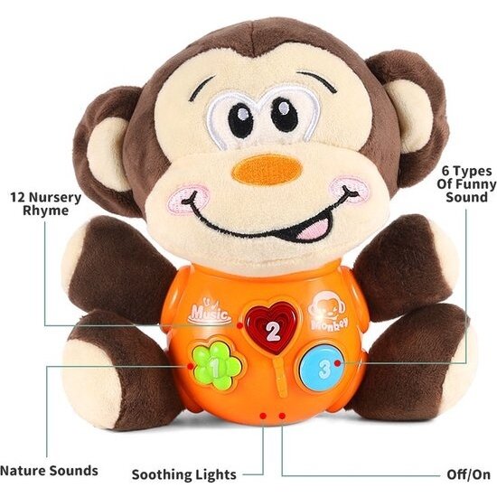 Igoods Igoods Educatief Speelgoed Aap - 12 Liedjes - Natuur geluiden - 6 Grappige geluiden
