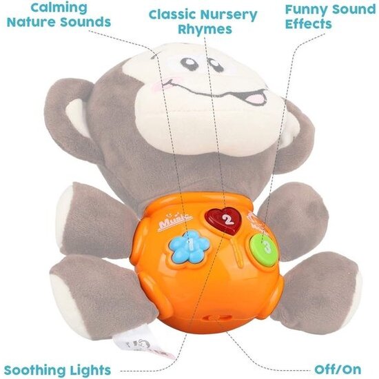 Igoods Igoods Educatief Speelgoed Aap - 12 Liedjes - Natuur geluiden - 6 Grappige geluiden