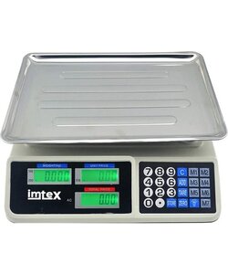 Imtex Marktweegschaal 40 KG - Horeca Weegschaal - Digitale Prijs Weegschaal - 5G tot 40KG - Oplaadbare Accu