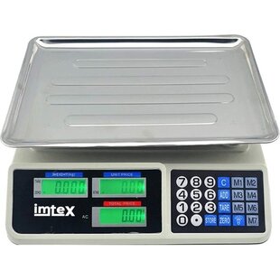 Imtex Marktweegschaal 40 KG - Horeca Weegschaal - Digitale Prijs Weegschaal - 5G tot 40KG - Oplaadbare Accu