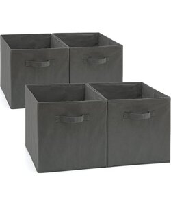 IGOODS Kast Organizers - 4 Stuks - 17*17*28cm - Opvouwbaar Opslagruimte - gebruikt voor Baby Kinderen Speelgoed Kinderkamer Thuis Kast Lades - donker grijs