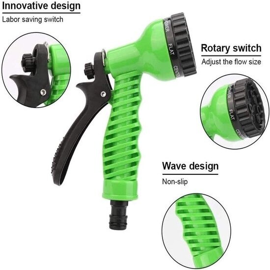 Igoods Igoods Rekbare Tuinslang 30 Meter - Tuinsproeier - Spuitpistool - Waterslang Elastisch - Tuinslang Flexibel - Tuin Besproeien - Sproeikop Met 7 Standen - Garden Hose