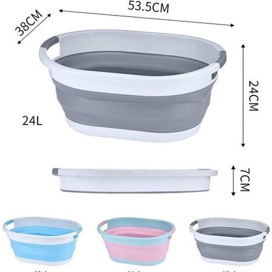 Igoods Igoods Wasmand - Opvouwbare Siliconen Wasmand - Ruimtebesparende Wasmand - Met Handvaten - 24L