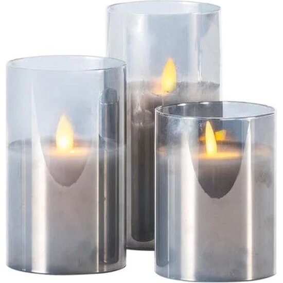 Igoods Igoods Kaarsen - LED Kaarsen - Batterij - Nepkaarsen - Set van 3 - Elektrische Kaarsen - 10/12.5/15 cm