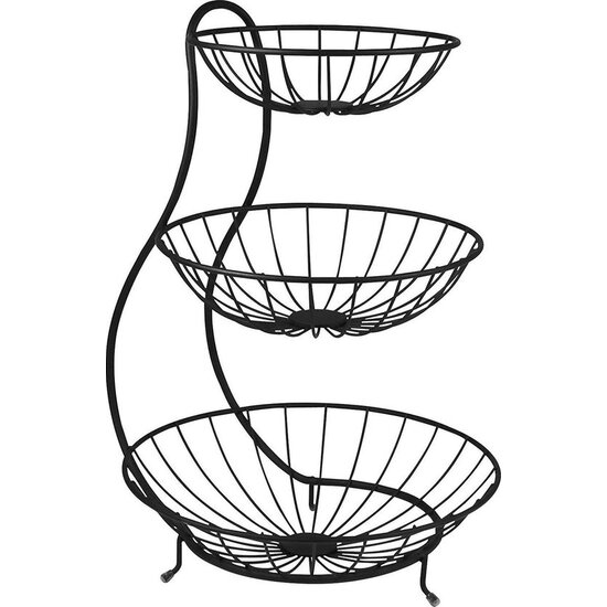 Igoods Igoods Fruitschaal - Fruitmand Metaal - 3-Laagse Etagere - Decoratieschaal - Voor Fruit en Groente - Zwart