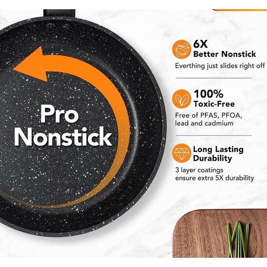 Royalty Line® BSF24ML braadpan Inductie - Ø 24 cm - 2.2 Liter -  Antiaanbaklaag - Pan Voor Alle Warmtebronnen - Zwart