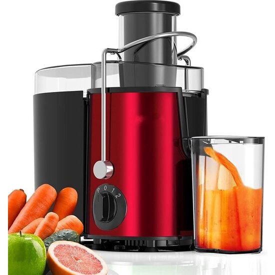 Royalty Line® PJ19001 Juicer - Sapcentrifuge voor Groenten & Fruit - Juicers met 450ml Sapbeker en 1500ml Pulpreservoir - 3 Snelheden - 700W - Rood