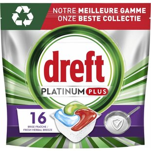 Dreft Platinum Plus All-in-One - 16 Vaatwastabletten