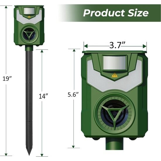 Igoods Igoods Kattenverjager - Dierenverjager - Muizenverjager - Ultrasone Kattenverjager - Zonne-energie - USB Oplaadbaar - IP44 Waterdicht - 110°