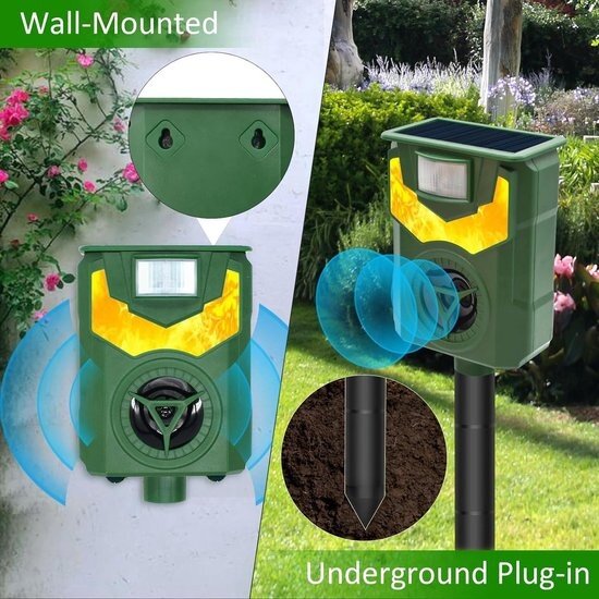 Igoods Igoods Kattenverjager - Dierenverjager - Muizenverjager - Ultrasone Kattenverjager - Zonne-energie - USB Oplaadbaar - IP44 Waterdicht - 110°