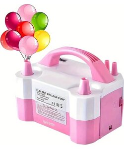 Igoods Elektrische ballonnenpomp - Opblaasapparaat - Ballonpomp - Luchtballonpomp met Twee Sproeiers - Wit/Roze