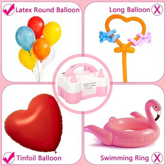 Igoods Igoods Elektrische ballonnenpomp - Opblaasapparaat - Ballonpomp - Luchtballonpomp met Twee Sproeiers - Wit/Roze