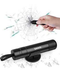 Igoods Veiligheidshamer - Noodhamer Auto - 2-in-1 - Gordelsnijder - Safety Hammer - Raambreker - Zwart