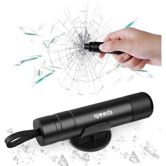 Igoods Igoods Veiligheidshamer - Noodhamer Auto - 2-in-1 - Gordelsnijder - Safety Hammer - Raambreker - Zwart