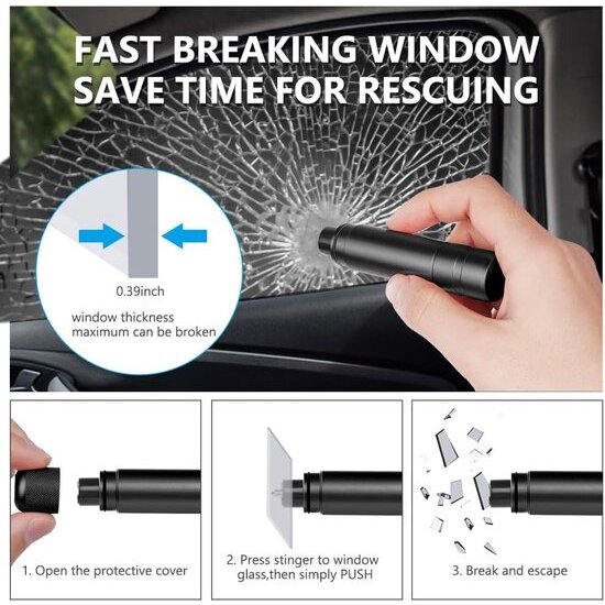 Igoods Igoods Veiligheidshamer - Noodhamer Auto - 2-in-1 - Gordelsnijder - Safety Hammer - Raambreker - Zwart