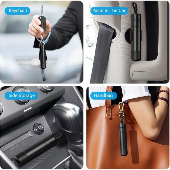 Igoods Igoods Veiligheidshamer - Noodhamer Auto - 2-in-1 - Gordelsnijder - Safety Hammer - Raambreker - Zwart