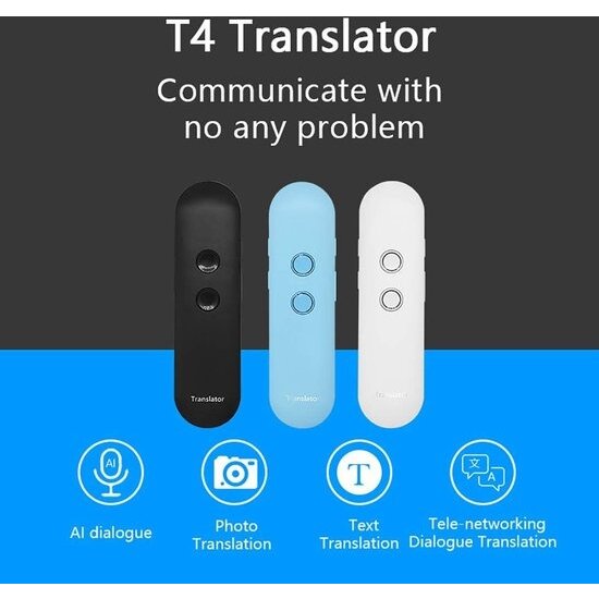 Igoods Igoods Draadloze vertaler - Slimme Internationale Vertaler - 3-in-1 - Tekst/Spraak/Foto - Met App - Zwart