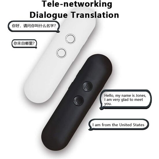 Igoods Igoods Draadloze vertaler - Slimme Internationale Vertaler - 3-in-1 - Tekst/Spraak/Foto - Met App - Zwart