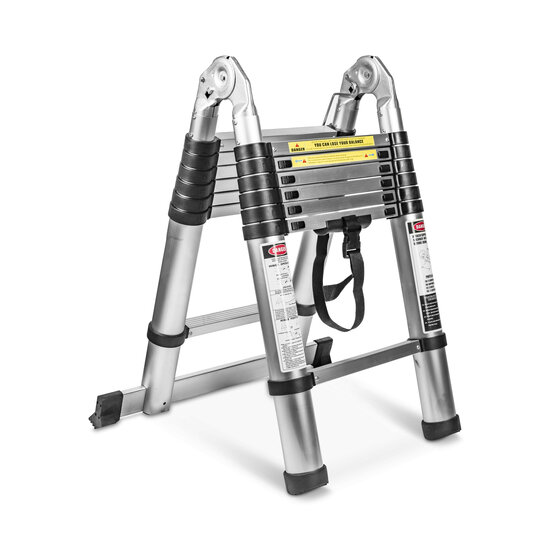 Imtex Imtex Telescopische Vouwladder - Vouwladder - 7-treeds - 4.40m Werkhoogte - Softclose - Anti-slip Aluminium