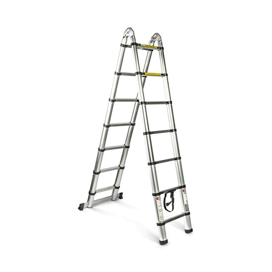 Imtex Imtex Telescopische Vouwladder - Vouwladder - 7-treeds - 4.40m Werkhoogte - Softclose - Anti-slip Aluminium