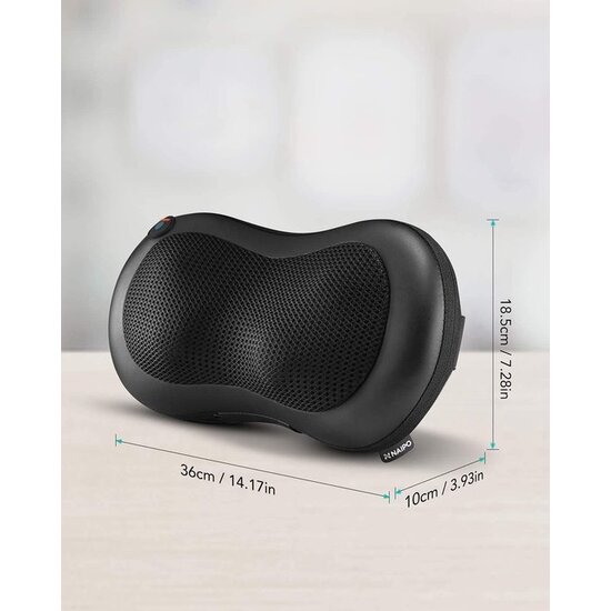 Igoods Igoods Massagekussen - Draadloz Massagekussen - Shiatsu Massagekussen - Elektrische Massage Apparaat - Nek en Schouder Massage - Warmte Functie - Zwart