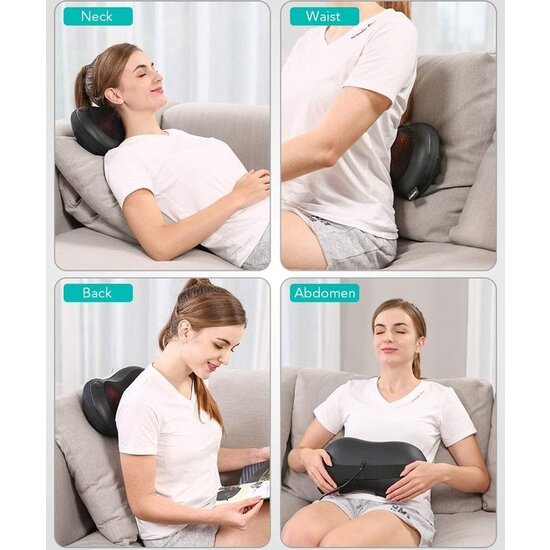 Igoods Igoods Massagekussen - Draadloz Massagekussen - Shiatsu Massagekussen - Elektrische Massage Apparaat - Nek en Schouder Massage - Warmte Functie - Zwart