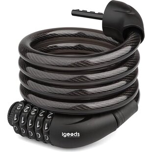 Igoods - Universeel Cijferslot - Fietsslot - Scooterslot - Kabelslot - Codeslot - 5 Cijfers - 1.20m - Zwart