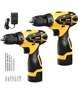 Imtex Multifunctionele Draadloze Boormachine - Accuboormachine - Boormachine met Zaklamp - Incl 2 Accu's - 18V - 13 Boren - Acculader - Incl Koffer - 2 Boormachines