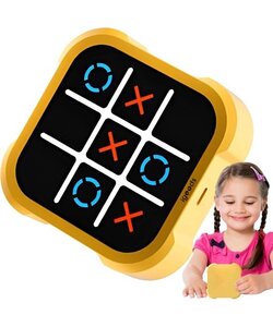 Igoods TicTacToe Spel - Boter, Kaas en Eieren - Drie op een Rij - Geheugenspel - 2-in1 - kinderspel - Digitaal - Educatief spel - Denkspel - Geel