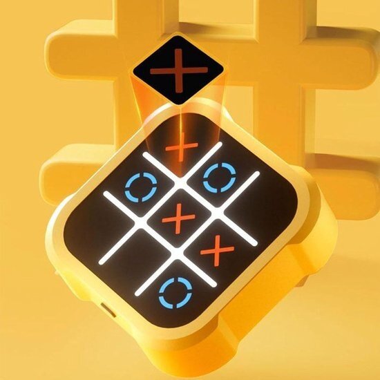 Igoods Igoods TicTacToe Spel - Boter, Kaas en Eieren - Drie op een Rij - Geheugenspel - 2-in1 - kinderspel - Digitaal - Educatief spel - Denkspel - Geel