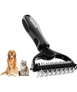 Igoods Professionele 2-Zijdige Ondervacht Kam voor Hond en Kat - Hondenkam - Hondenborstel – Kattenborstel - Zwart