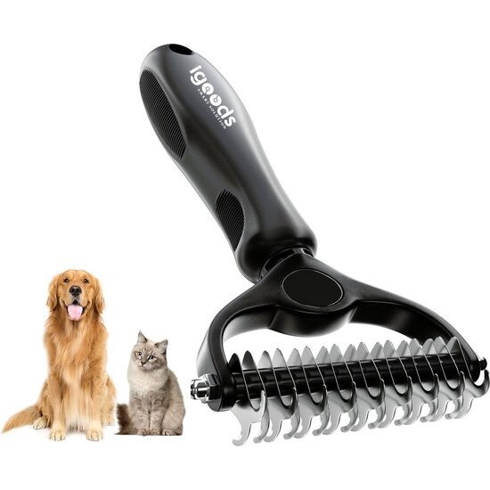 Igoods Igoods Professionele 2-Zijdige Ondervacht Kam voor Hond en Kat - Hondenkam - Hondenborstel – Kattenborstel - Zwart