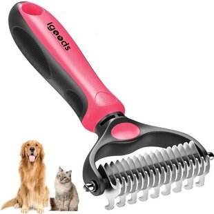 Igoods Professionele 2-Zijdige Ondervacht Kam voor Hond en Kat - Hondenkam - Hondenborstel – Kattenborstel - Roze