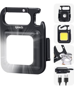 Igoods Werklamp - 2-In-1 Sleutelhanger - Flesopener - Mini Zaklamp - Cob Led - 230Lm