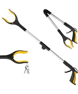 Igoods Grijparm - Draaibare Kop Afvalgrijper - Opvouwbare Grijper Helping Hand - Grijphulp van Aluminium - Grijpstok voor Afval & Zwerfvuil - Geel