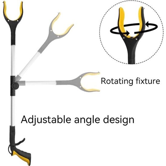 Igoods Igoods Grijparm - Draaibare Kop Afvalgrijper - Opvouwbare Grijper Helping Hand - Grijphulp van Aluminium - Grijpstok voor Afval & Zwerfvuil - Geel