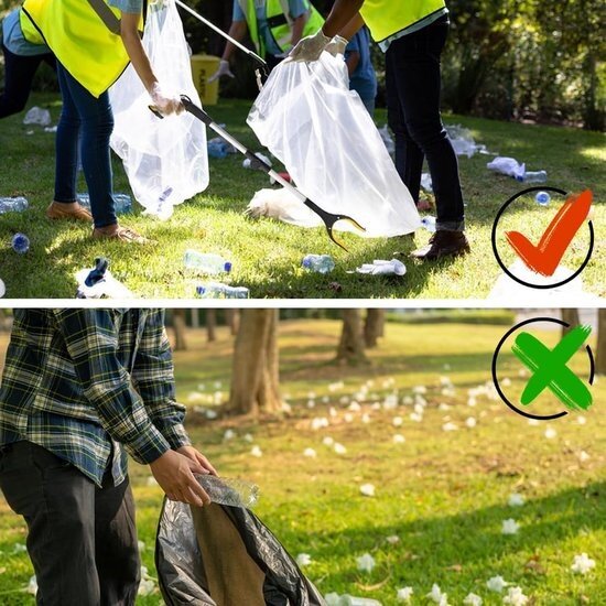 Igoods Igoods Grijparm - Draaibare Kop Afvalgrijper - Opvouwbare Grijper Helping Hand - Grijphulp van Aluminium - Grijpstok voor Afval & Zwerfvuil - Geel