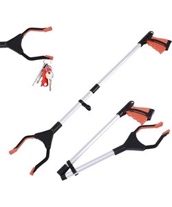 Igoods Grijparm - Draaibare Kop Afvalgrijper - Opvouwbare Grijper Helping Hand - Grijphulp van Aluminium - Grijpstok voor Afval & Zwerfvuil - Rood