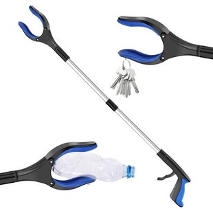 Igoods Grijparm - Draaibare Kop Afvalgrijper - Opvouwbare Grijper Helping Hand - Grijphulp van Aluminium - Grijpstok voor Afval & Zwerfvuil - Blauw