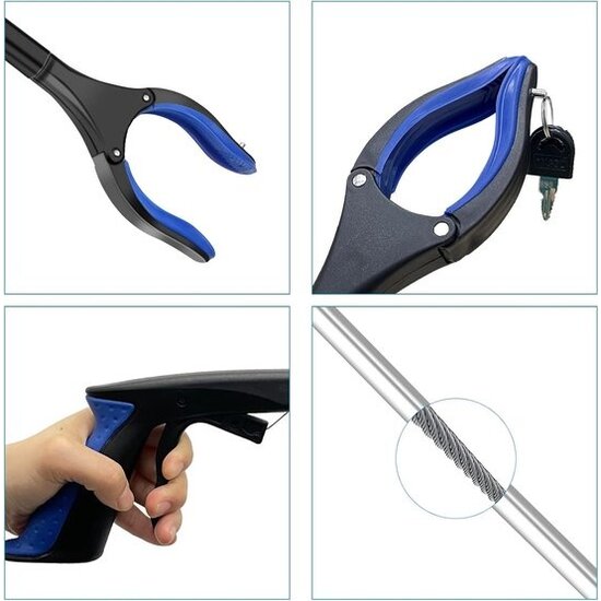 Igoods Igoods Grijparm - Draaibare Kop Afvalgrijper - Opvouwbare Grijper Helping Hand - Grijphulp van Aluminium - Grijpstok voor Afval & Zwerfvuil - Blauw