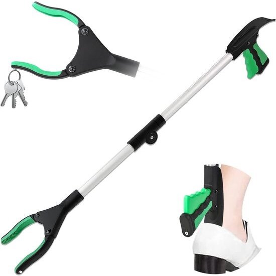 Igoods Igoods Grijparm - Draaibare Kop Afvalgrijper - Opvouwbare Grijper Helping Hand - Grijphulp van Aluminium - Grijpstok voor Afval & Zwerfvuil - Groen
