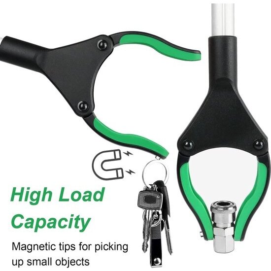 Igoods Igoods Grijparm - Draaibare Kop Afvalgrijper - Opvouwbare Grijper Helping Hand - Grijphulp van Aluminium - Grijpstok voor Afval & Zwerfvuil - Groen