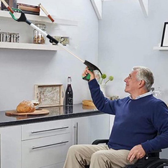 Igoods Igoods Grijparm - Draaibare Kop Afvalgrijper - Opvouwbare Grijper Helping Hand - Grijphulp van Aluminium - Grijpstok voor Afval & Zwerfvuil - Groen