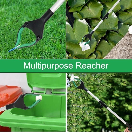 Igoods Igoods Grijparm - Draaibare Kop Afvalgrijper - Opvouwbare Grijper Helping Hand - Grijphulp van Aluminium - Grijpstok voor Afval & Zwerfvuil - Groen