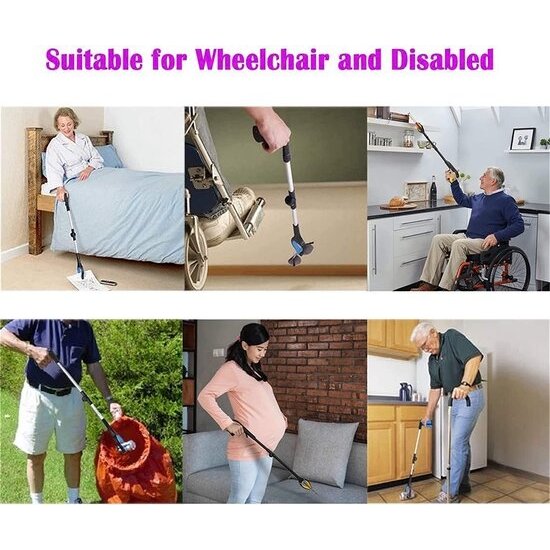 Igoods Igoods Grijparm - Draaibare Kop Afvalgrijper - Opvouwbare Grijper Helping Hand - Grijphulp van Aluminium - Grijpstok voor Afval & Zwerfvuil - Paars