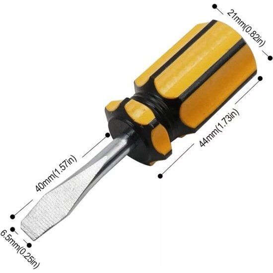 Igoods Igoods Mini-Schroevendraaiers - 2-in-1 Schroevendraaier Set - Kruiskop - Platte Kop - 8.5cm - Geel/Zwart - 2 Stuks