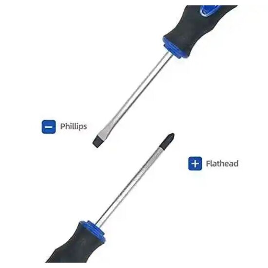 Igoods Igoods Schroevendraaiers - Verlengde Schroevendraaiers - Schroevendraaier Set - Kruiskop - Platte Kop - Sleufkop - 29cm - Blauw/Zwart - 2 Stuks