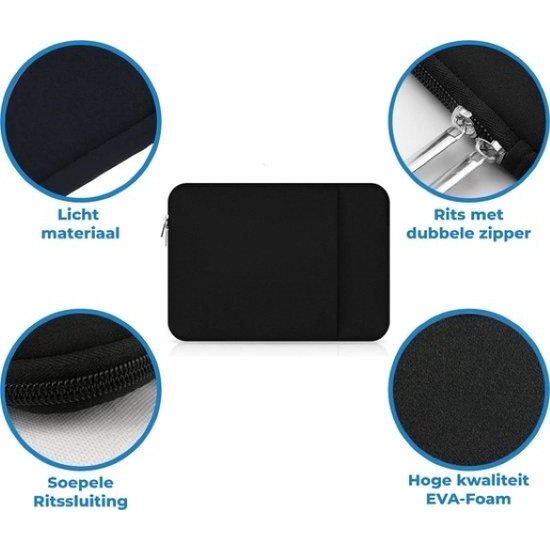 Igoods Igoods Laptophoes - Laptophoes 14 inch - Laptophoes Met Extra Vak - Schokbestendig - Krasbestendig - Laptoptas - Laptop Sleeve - Laptop Case - Laptop Cover - Laptop Tas 13/14 inch - Neopreen - Zwart