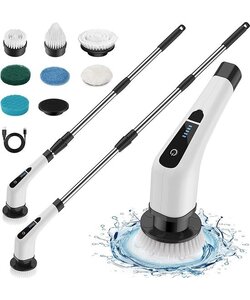 Igoods Polijstmachine - Poetsmachine - Polijstset - Elektrische Schoonmaakborstel - Schrobber - 7 Borstels - 25W - Wit