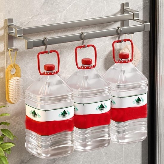 Igoods Igoods handdoekrek Dubbele Stang Zonder Boren - Handdoekrek badkamer - Handdoekhouder - Handdoekstang - 60cm - Wit